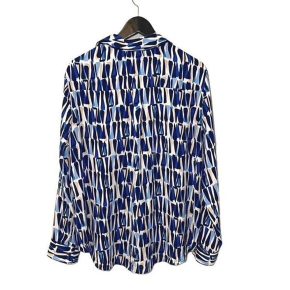 Sami & Jo Womens‎ Button Down Shirt Long Sleeve Top Geometric Abstract Blue XL - Picture 3 of 10